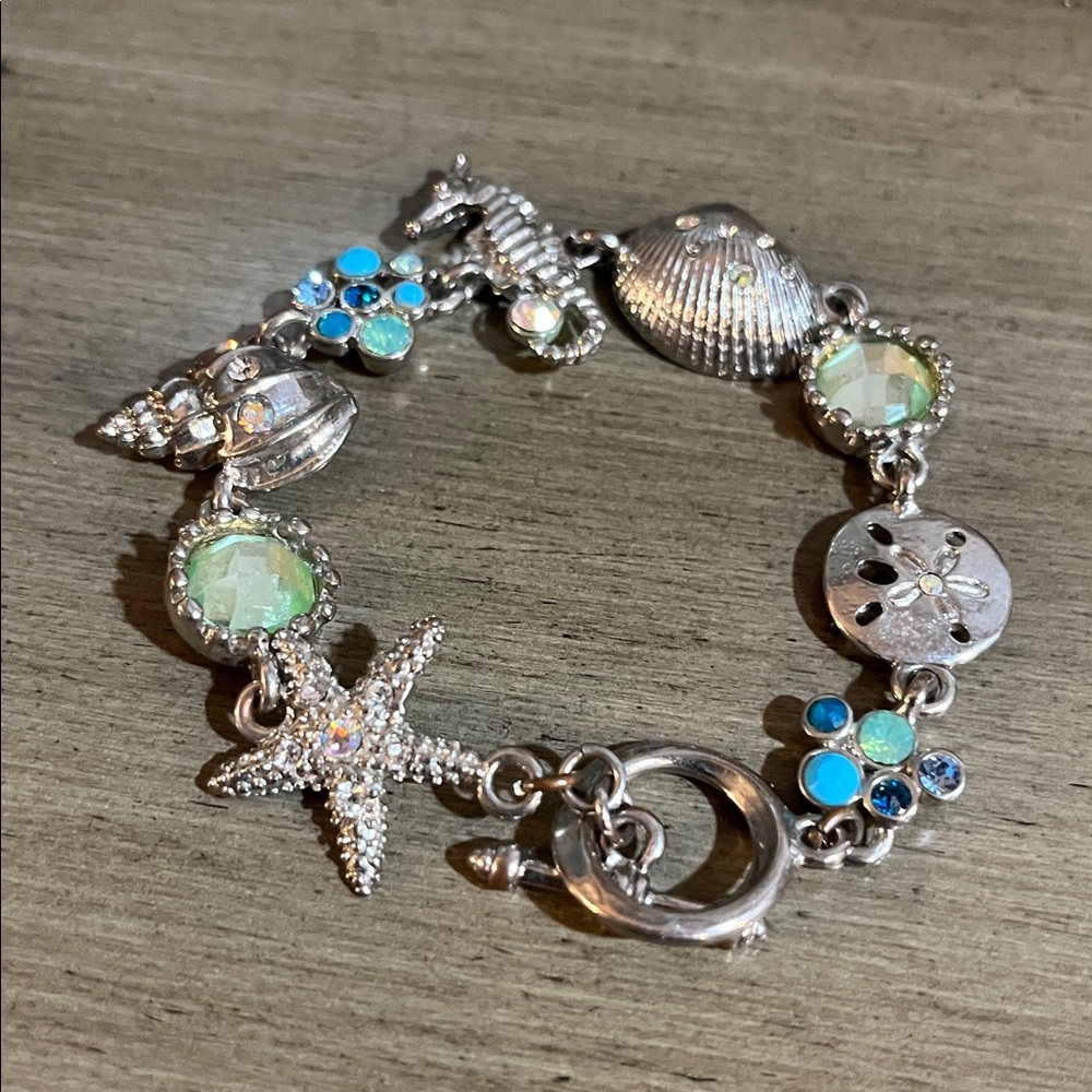 BEACH THEME CHARM BRACELET SILVER TONE